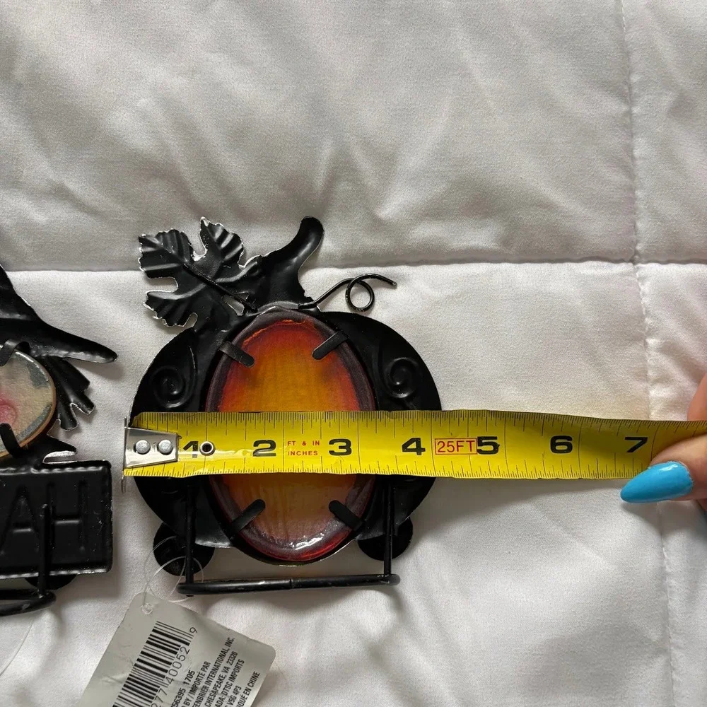 NWT Greenbrier International Fall Metal Pumpkin Scarecrow 3 Sun Catchers Sitters